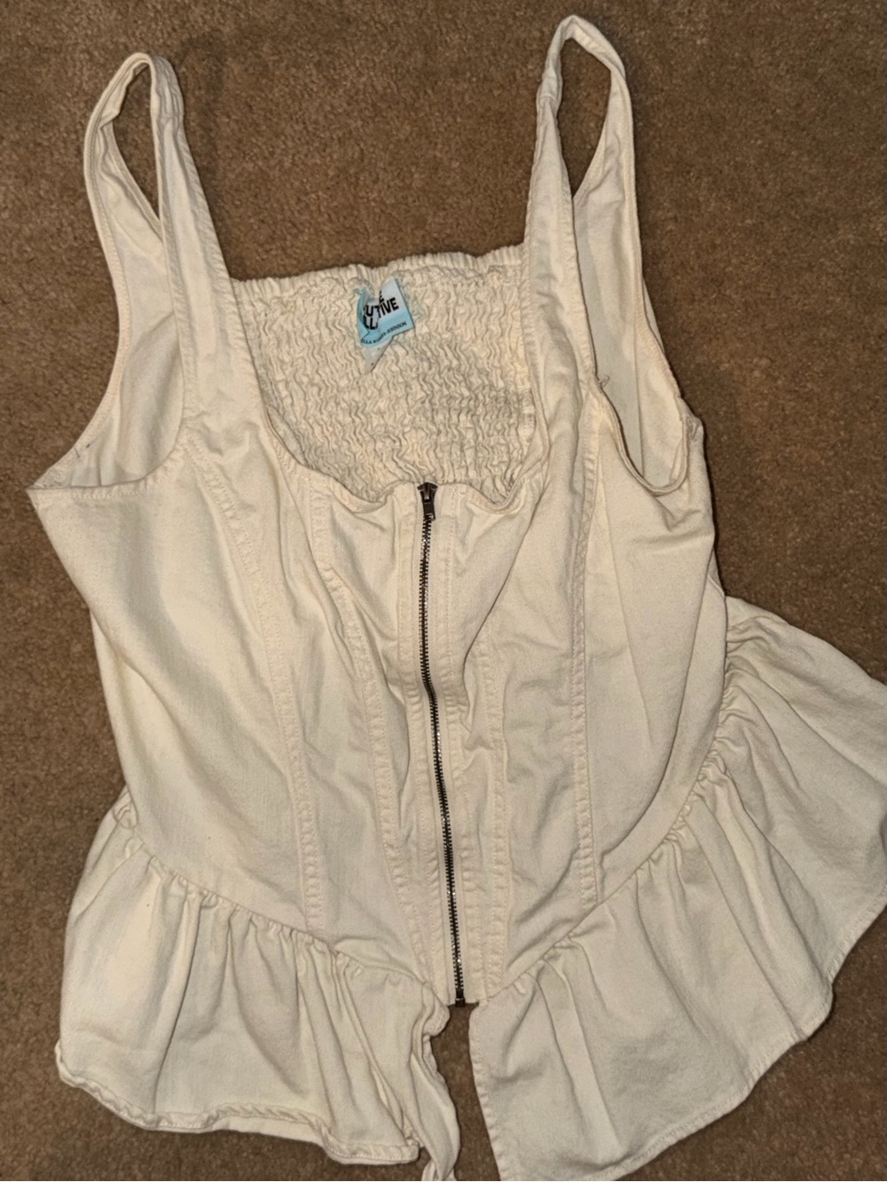 Target Cream Ruffle-Hem Zip Front Camisole